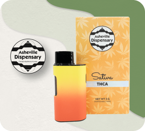 Asheville Dispensary Sour Diesel THCA vape, sativa strain, energetic effects, 3-gram cartridge