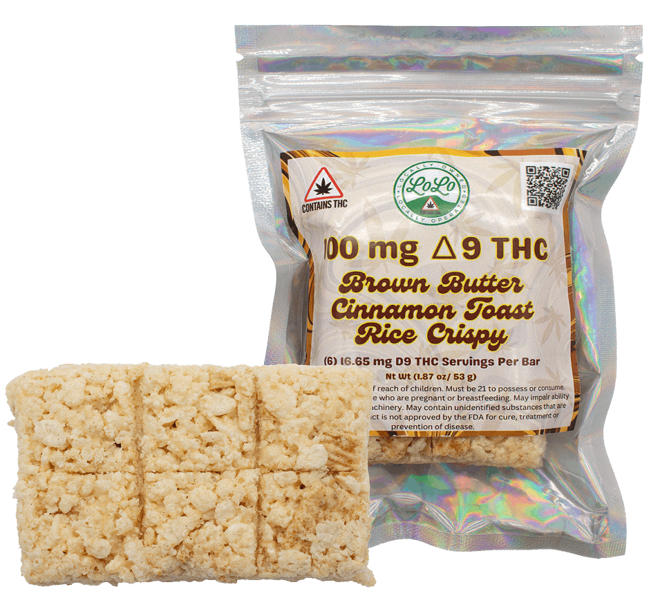 Delta-9-100mg-Cinnamon-Toast-Rice-Cripsy LoLo Bars - Delta 9 Rice Crispy - Brown Butter Cinnamon Toast Rice Crispy
