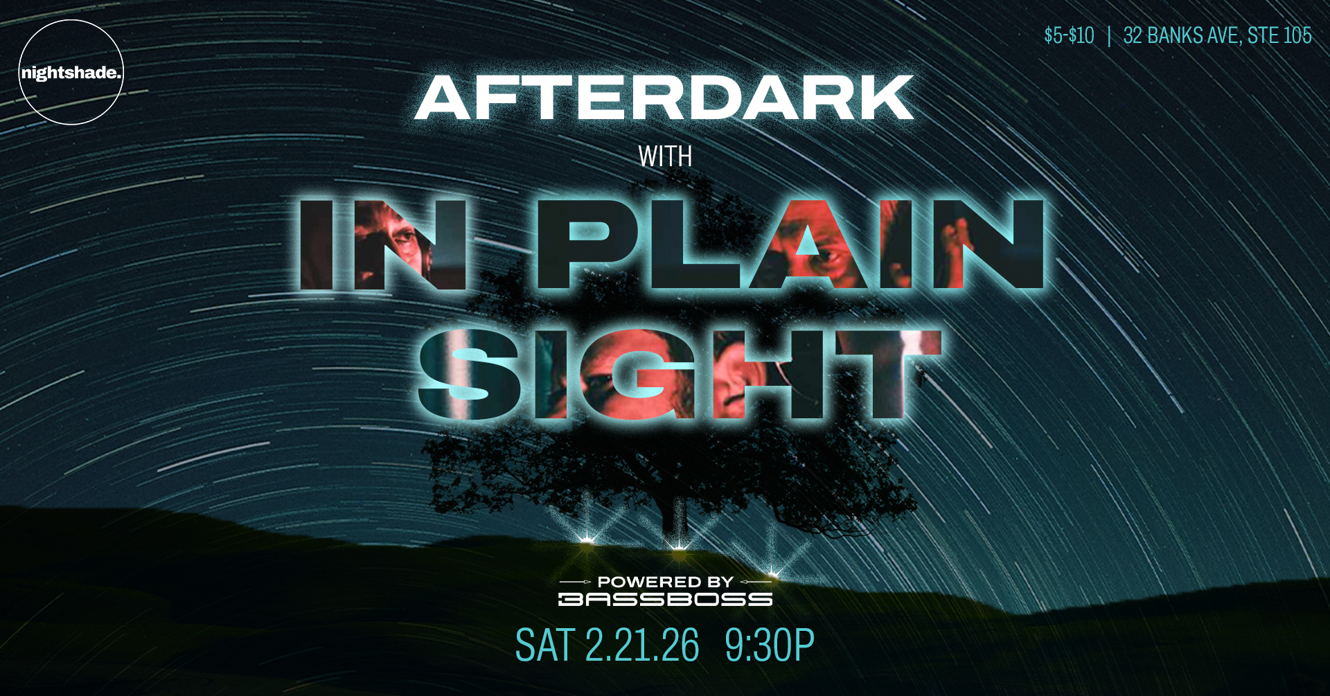 <h1 class="tribe-events-single-event-title">Afterdark with In Plain Sight Hosted by Nightshade</h1>