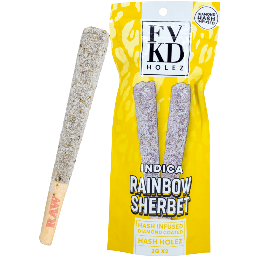 FVKD Diamond Coated Hash Hole Pre Roll - Rainbow Sherbet