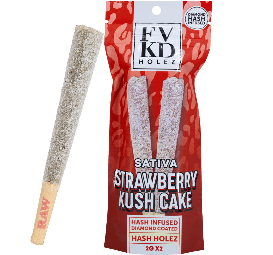 FVKD Diamond Coated Hash Hole Pre Roll - Strawberry Kush Cake