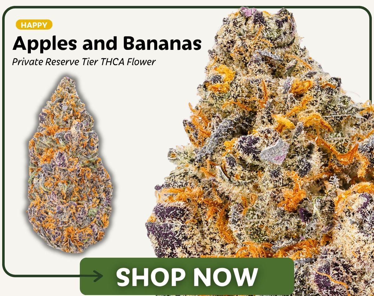 Apples and Bananas Private Reserve THCA flower — close-up, available at Asheville Dispensary 