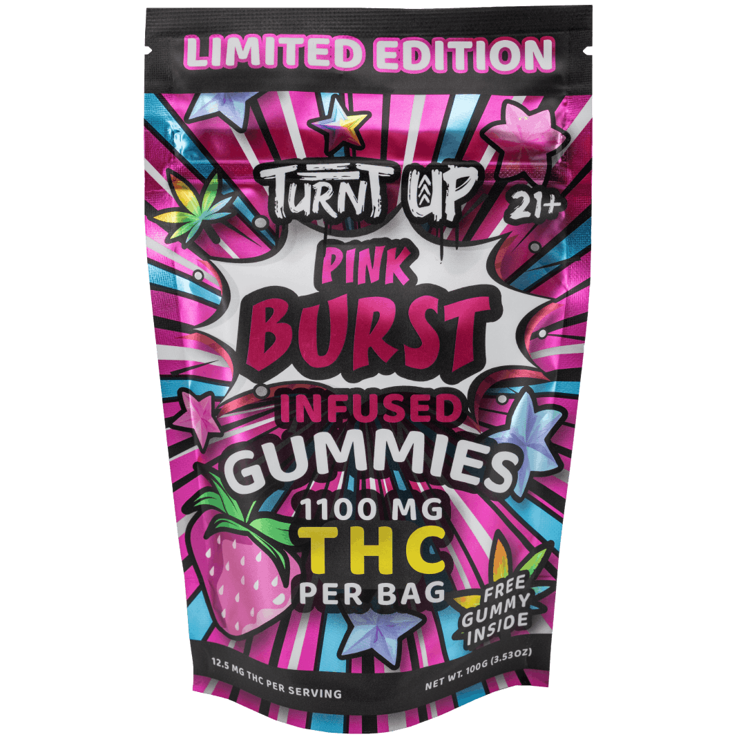 Turnt-UP-Gummies-Pink-Burst-1100MG-Front (1) Turnt Up Limited Edition Gummies - Pink Burst